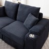 VYNXARIA Loveseat with Ottomans,Corduroy Fabric Modular Sectional Sofa,Comfy Deep Plush Couch with Ottomans and Two Pillows,Dark Gray - 4 of 4