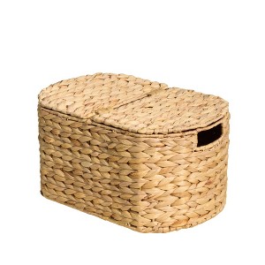Solhome Isidore Water Hyacinth Woven Oval Kitchen and Picnic Basket - 1 of 4