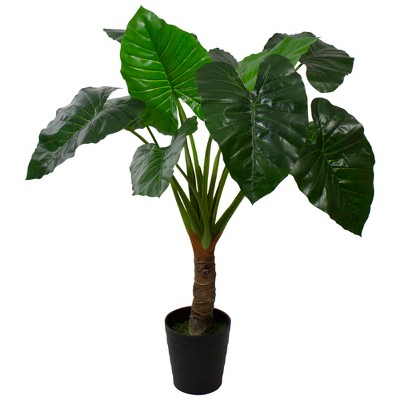 Northlight 51" Potted Green Wide Leaf Taro Artificial Floor Plant