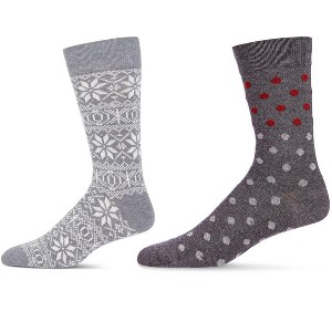 MeMoi Men's 2 Pair Pack Cashmere Crew Socks Black-Black 10-13 - 1 of 4