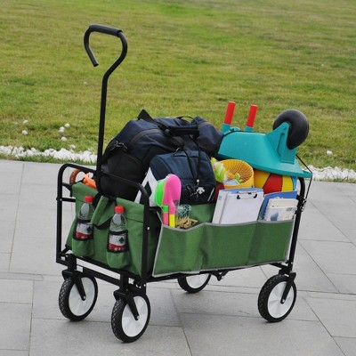 Vynxaria Folding Wagon Garden Shopping Beach Cart (Green)