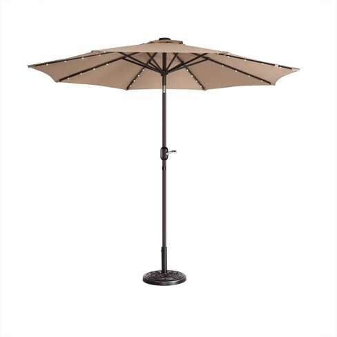 Nature Spring Patio Umbrella With Solar Led Lights - 9', Beige : Target
