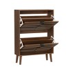 ACEPANO 23.62 in. W Modern Fence-Style Freestanding Shoe Cabinet with 2 Flip-Top Drawers for Hallways & Entrances-Walnut - 4 of 4
