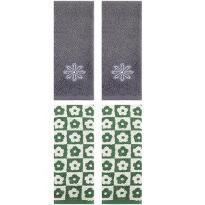 REGALWOVEN 4 Pcs Cotton Soft Absorbent Decorative Bathroom Hand Towel - 1 of 4