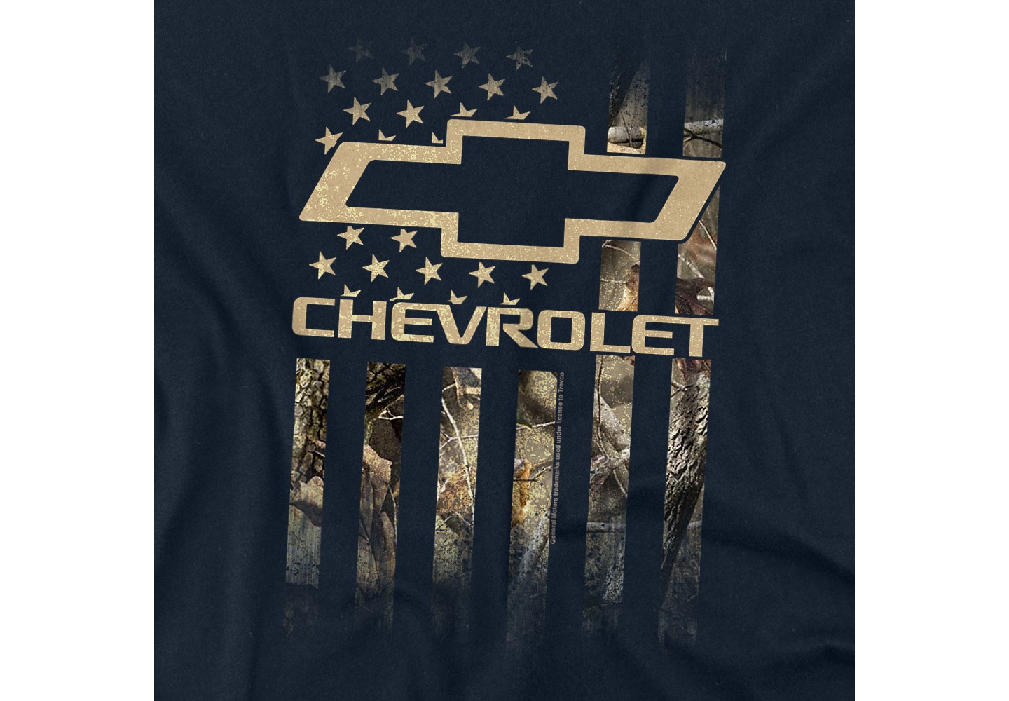 Детская футболка Chevrolet Camo Flag Kids T Shirt For Youth Navy X Large: Cotton, Loose Fit, Crew Neck, цвет: Камуфляжный — фото 2