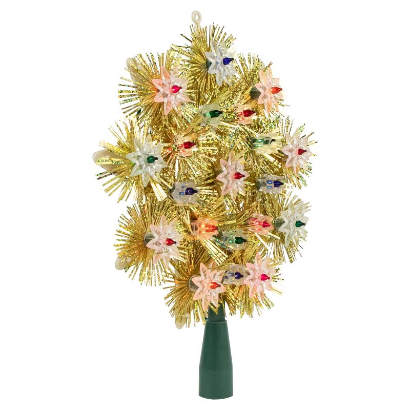 Northlight 8" Lighted Gold Retro Tinsel Snowflake Christmas Tree Topper - Multi Lights, 3 of 8