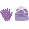 Grand Sierra Girl's 7-16 Striped 2-Piece Winter Beanie and Glove Set - 4 of 4