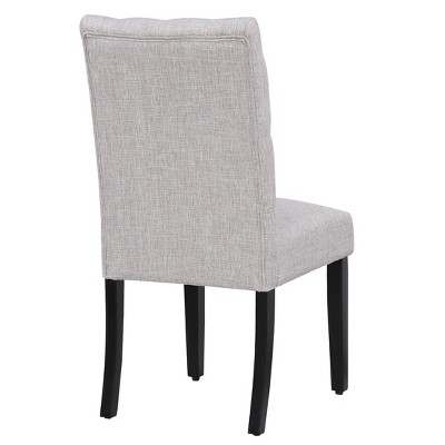 Light Gray Linen Upholstered Parsons Side Chair with Wood Legs
