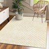 Washable Modern Stripe Rug Non Slip Low Pile Rug Soft Throw Floor Cover Foldable Indoor Carpet for Living Room Bedroom,Beige/10'x13' - 4 of 4