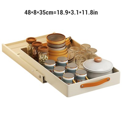 Slide Out Under Sink Cabinet Organizer, Adhesive Stainless Steel Pantry Shelves, Drainage Tray Rack Pull Out Cabinet Organizer For Bathroom Kitchen
