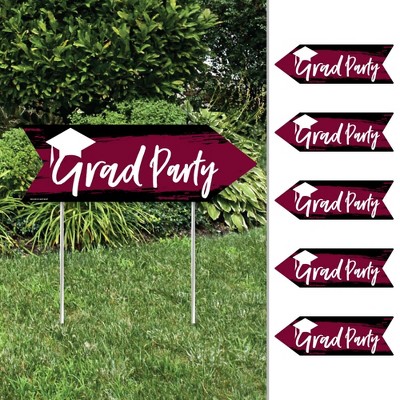 Big Dot of Happiness Maroon Grad - Best is Yet to Come - Arrow Burgundy Graduation Party Direction Signs - Double Sided Outdoor Yard Signs - Set of 6