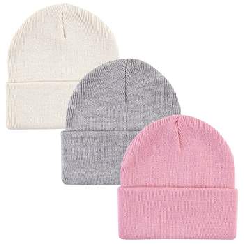 Hudson Baby Infant Girl Knit Cuffed Beanie 3pk, Orchid Pink