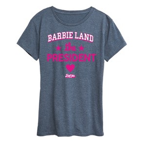 Women's Barbie Barbie Land President Short Sleeve Graphic T-Shirt - Heather Blue - Small - 1 of 4