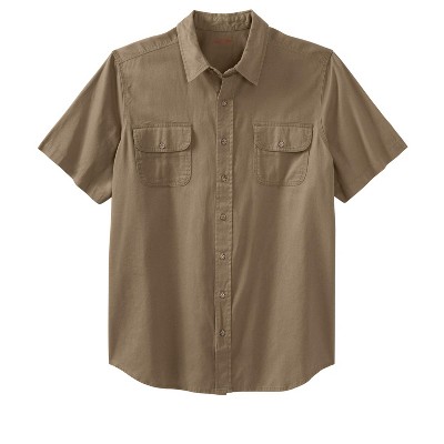 Boulder Creek by KingSize Men's Big & Tall Short Sleeve Denim & Twill Shirt - Tall - 4XL, Dark Khaki Brown