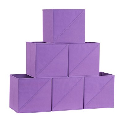 Foldable Storage Cubes, Set of 6 Bins for Cube Organizer Shelves, Attractive Diagonal Handle