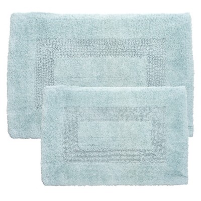 Hastings Home 100% Cotton Reversible Bath Mats - Seafoam, 2 Pieces