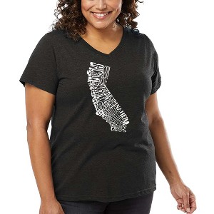 LA Pop Art Women's Word Art V-Neck - California State - 1 of 4