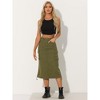 Allegra K Women's Midi Flap Pocket Back Slit Drawstring Cargo Skirt - 4 of 4