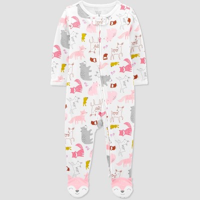 Image of Baby Girls' Animals Interlock Sleep N' Play - Just One You® made by carter's Pink 6M