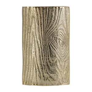 HomeRoots 10" Gold Aluminum Oval Faux Wood Table Vase - 1 of 4