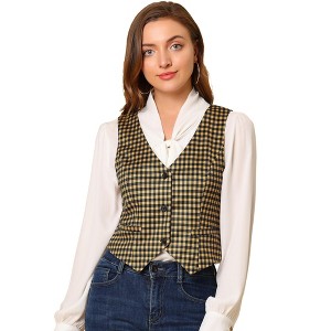 Allegra K Women's Steampunk Dressy Sleeveless Versatile Racerback Suit Vests - 1 of 4