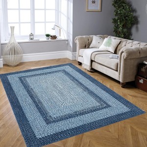 GOCAPTAIN Rug Runners for Hallways Non Slip Machine Washable Bathroom Rugs Modern Braided Print Area Rugs Foldable Thin Throw Mats for Kitchen - 1 of 4