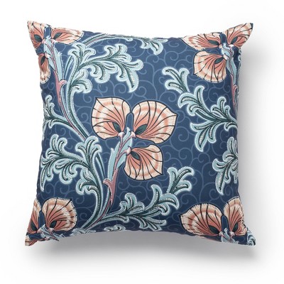 20"x20" Jacobean Print Decorative Throw Pillow Blue - SureFit