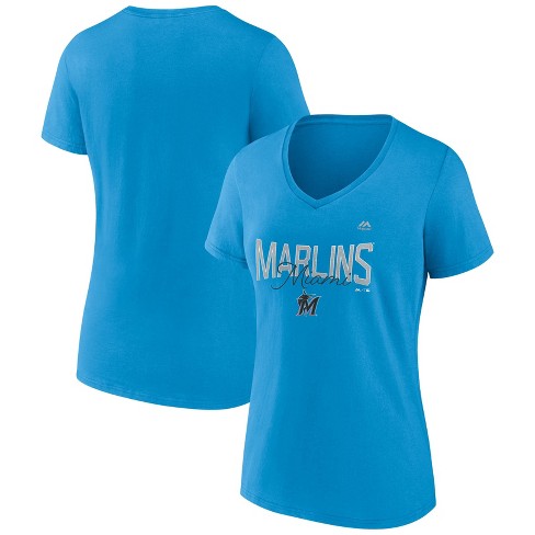 Mlb Miami Marlins Women's Short Sleeve V-neck Core T-shirt : Target