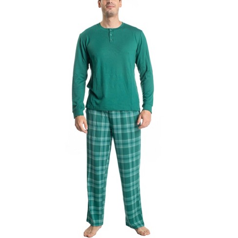 Muk Luks Mens Merry Everything Pajama Set, Evergreen Plaid/trees