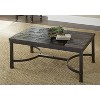 Vynxaria Ambrose Collection Rustic Coffee/Cocktail Table Butcher Block Wood Surface, Dark Iron Legs, Demilune Stretchers, Distressed Finish - 2 of 4