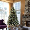 LuxenHome 6Ft Pre-Lit Artificial Pine Christmas Tree with Frosted Tips, Pinecones, and Red Berries Green - 2 of 4