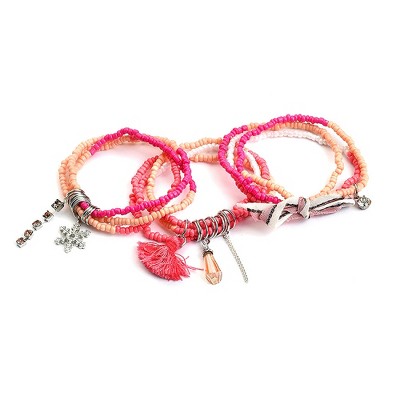 SOHI Women's Pink Snowflake Multi-Layer Bracelet