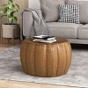 23"Modern Antique Bronze Hammered Metal Drum Coffee Table Small Round Ottoman Coffee Table,Low Pumpkin Coffee Table For Living Room-Cuddlewood - 3 of 4