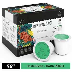 Bestpresso Coffee, Costa Rican Dark Roast Single Serve K-Cup Pods, 96 Count (Compatible With 2.0 Keurig Brewers) 8 Packs Of 12 Cups - 1 of 1