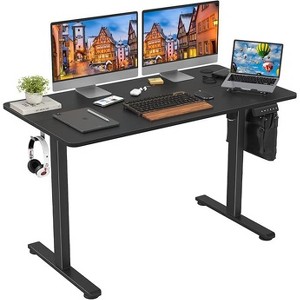 Fontoi Desks, Standing Desk with Adjustable Height, Gaming Desk with Splice Board, Office Desk Computer Table, Black, 24"*48"*27.5" - 1 of 1