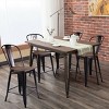 Costway Copper Set of 4 Metal Wood Counter Stool Kitchen Dining Bar Chairs Rustic Full Back - 2 of 4