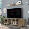 Vynxaria Estocolmo TV Stand for TVs up to 70", Light Oak Finish, Four Open Shelves - 4 of 4