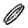Steeltime mens black and gray sterling silver beaded bracelets set - 2 of 3