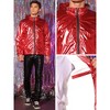 Lars Amadeus Men's Drawstring Hooded Zipper Party Club Metallic Windbreaker - 4 of 4