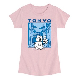 Girls' - Peanuts - Olaf Tokyo Street Fitted Short Sleeve Graphic T-Shirt - 1 of 4