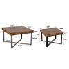 31.5 "/31.3" Vintage Patchwork Shape Coffee Table (Set of 2) with Natural Grain Table Top and Metal Cross Legs 4M - ModernLuxe - 3 of 4