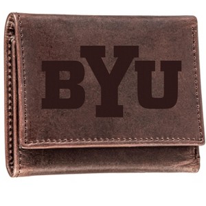 Evergreen NCAA BYU Cougars Brown Leather Trifold Wallet Officially Licensed with Gift Box - 1 of 1