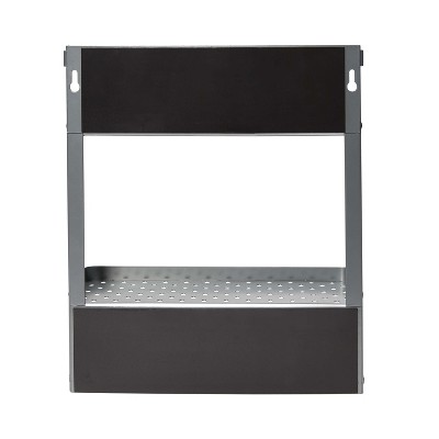 Gray Metal Magnetic Organizer with Towel Rack and Shelves