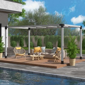 HAPPATIO 10' X 13' Outdoor Pergola Pretreated Wood Pergola for Deck, Backyard, Patio, Wooden Frame with Pergola Brackets and Expansion Screws - 1 of 4