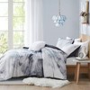 4Pcs Watercolor Tie Dye duvet Cover Set with Decorative Pillow, Piped Edges, Charcoal, Full/Queen - 3 of 4