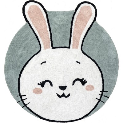 Nuloom Vera Bunny Machine Washable Kids Indoor Area Rug, Shaped 6', Gray