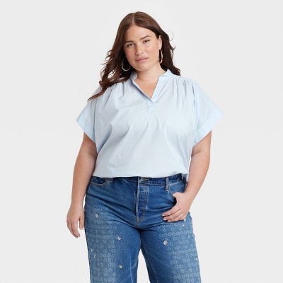 Women's Short Sleeve Flowy Popover Blouse - Universal Thread™
