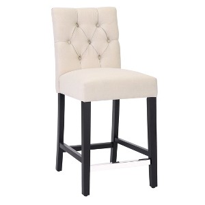 WestinTrends 24" Linen Fabric Tufted Counter Stool - 1 of 4