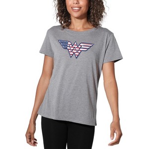 Women's Wonder Woman Red,White Blue Logo Loose T-Shirt - 1 of 4