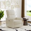 Power Recliner Chair Swivel Glider Upholstered Faux Leather Nursery Rocker Reclining Sofa Chair with Charging Port, Curved Armrests & Padded Backrest - 3 of 4